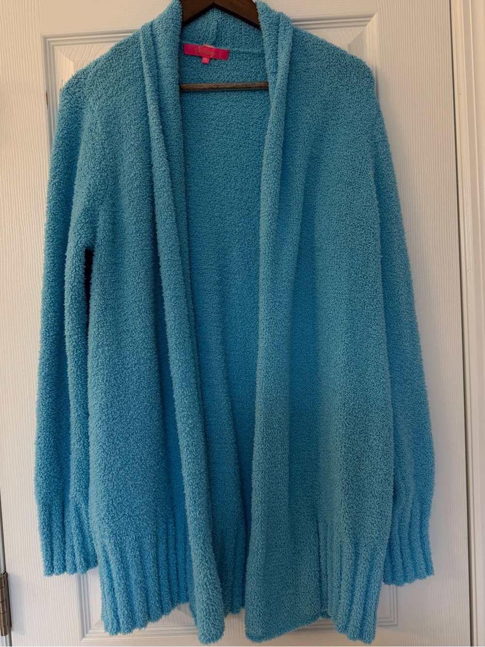 Lilly Pulitzer Light Blue Open-Front Plush Cardigan